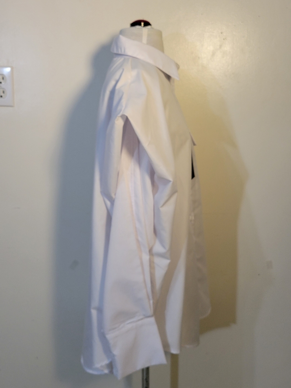 Gold X Teal (Womens L) High Pointed Shoulder Over-sized White Button-Down Shirt - Picture 4 of 10